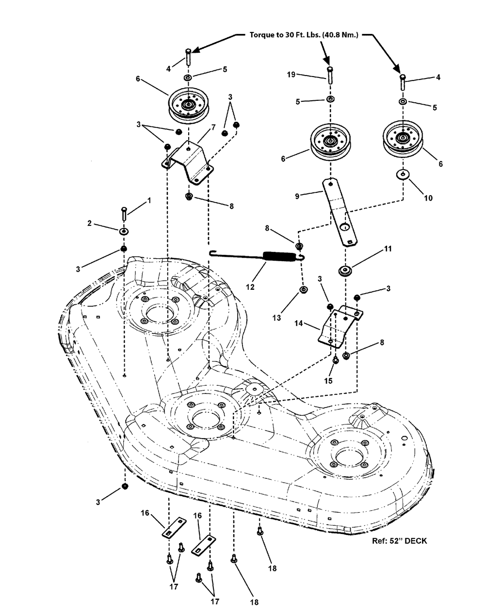 52" Mower Deck - Idler Group Diagram and Parts List for C950-60107-1 (7800819A-ZTS7000)(2011) Briggs and Stratton Lawn Tractor Accessories